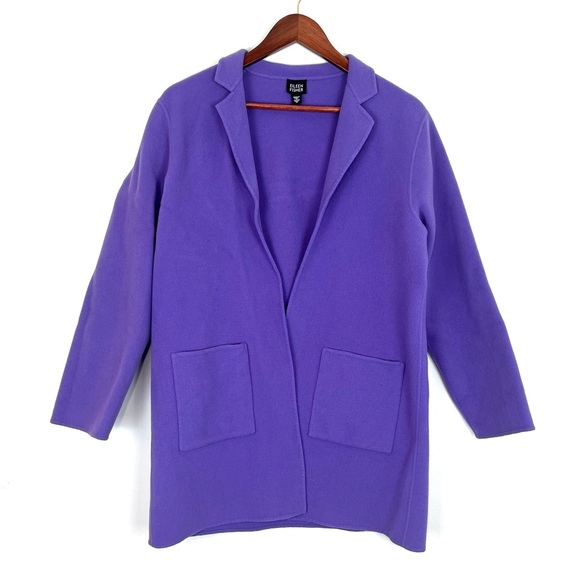 Eileen Fisher Jackets & Blazers - Eileen Fisher Cashmere Silk Blend Midi Open Face Lapel Coat Purple Size Medium